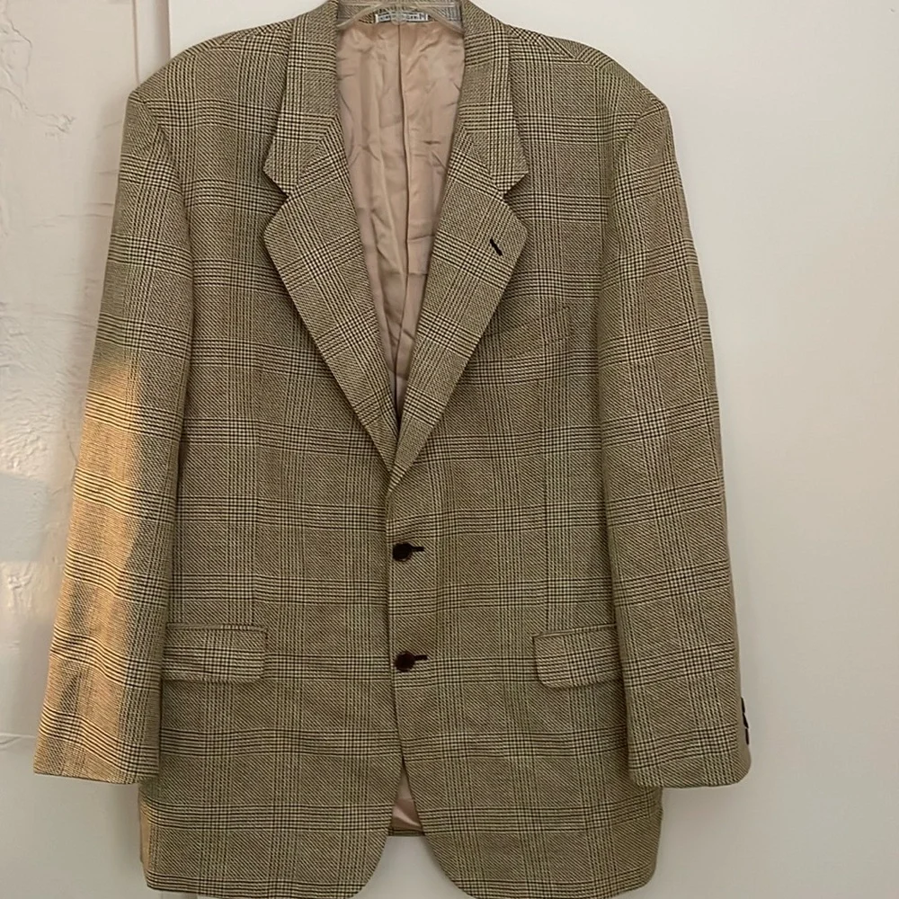 3 for $25! Gruppo GFT Men’s Brown Plaid Silk Wool blazer,‎ size 42 (L)